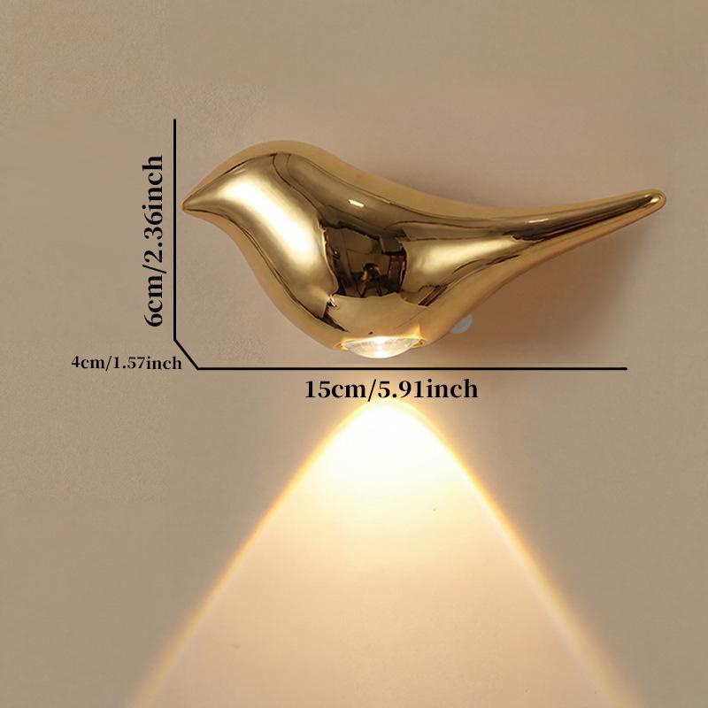 Luxury Gold Bird Shape LED Night Light, Magnetic Motion Sensor Wall Sconce, Rechargeable Dimmable Night Lamp for Home Decor