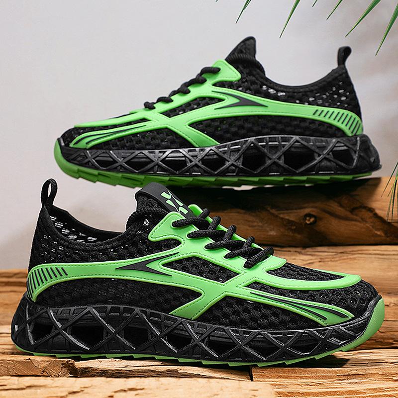 

Men s sports shoes fashion casual versatile comfortable breathable lace-up thick sole four seasons trend mesh shoes 39