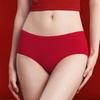 MaoRen Women's Disposable Pure Cotton Underwear, Chinese Red 5-Pack