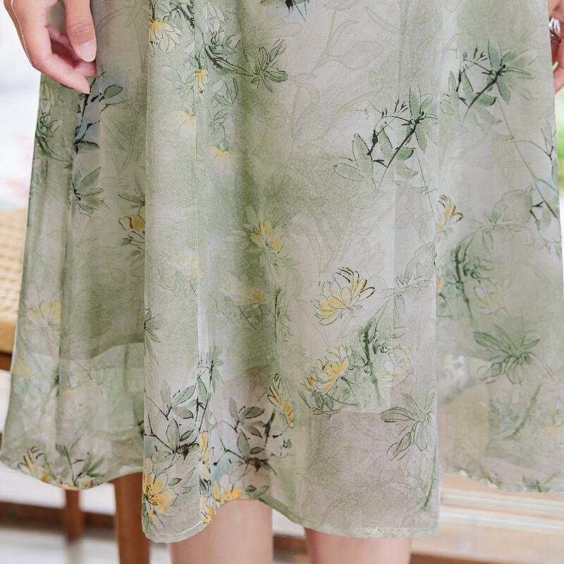 New Chinese Style Printed Chiffon A-line Dress