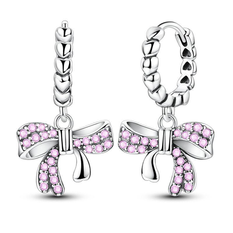 925 Silver Cute Shiny Stud Earring Bow Flower Unicorn Heart Shell Feather Fit Fashion Fine Jewelry Gift for Women