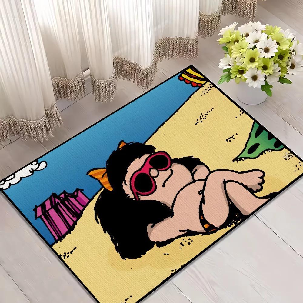 Süße Cartoon Mafalda Tür Willkommensmatte Eingang Fußmatte Balkon Badezimmer Bodenmatten Rutschfester Teppich Schlafzimmer Teppich Heimdekoration