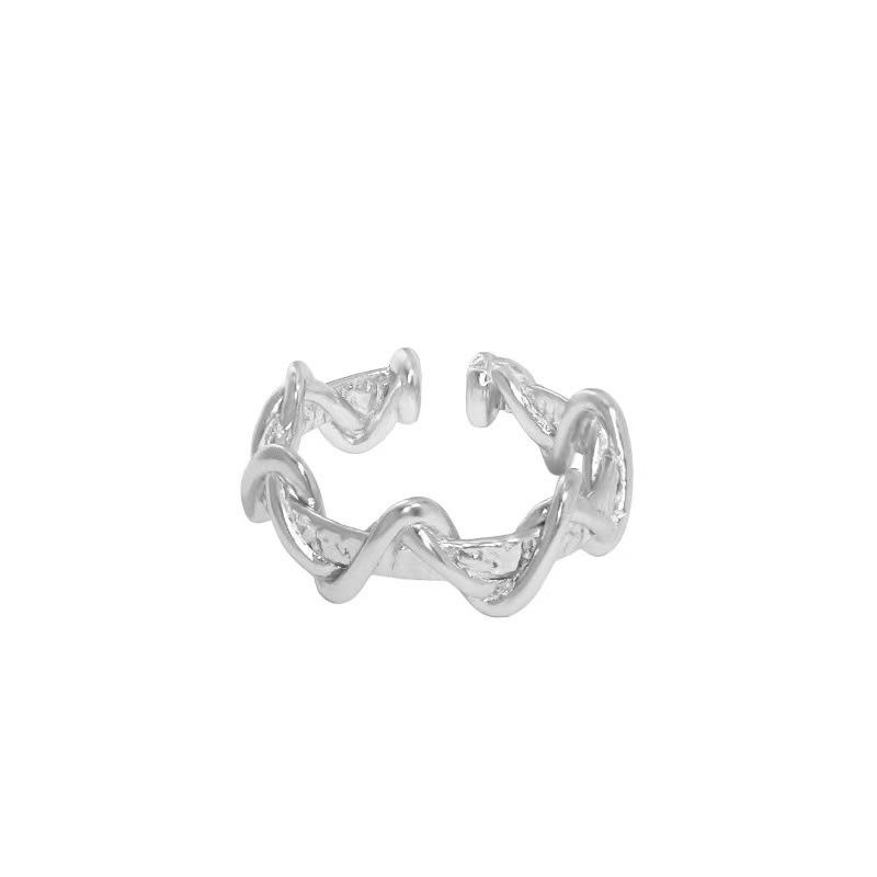 French Lava Niche Design Cold Wind Folds Geometric Ring Women S Opening Premium Sense Index Finger Ring Adjustable opening