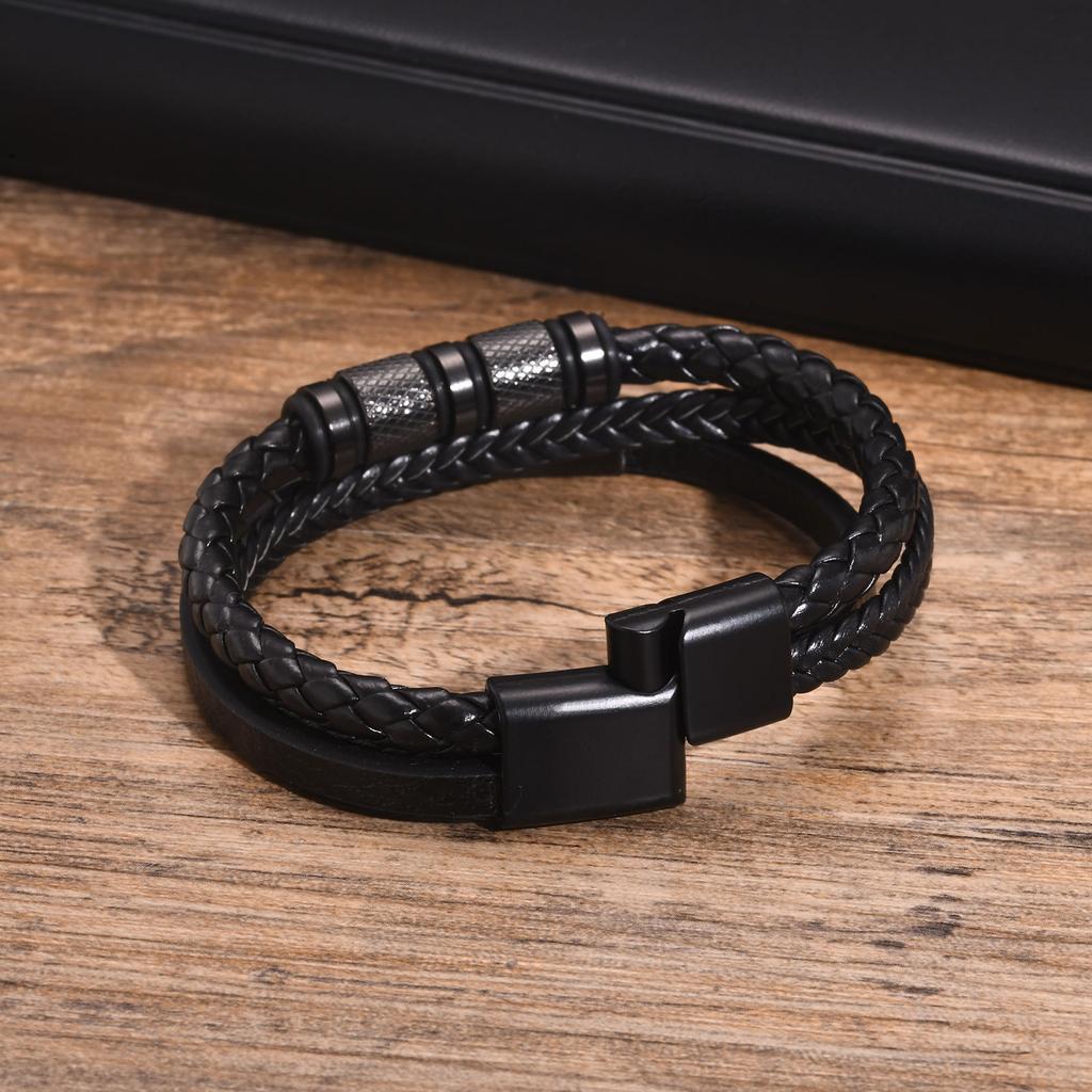 Men's Viking Multi Layer Leather Bracelet,Black Brown Color Handmade Braided Bracelet,Wedding Party Daily Jewelry Gift