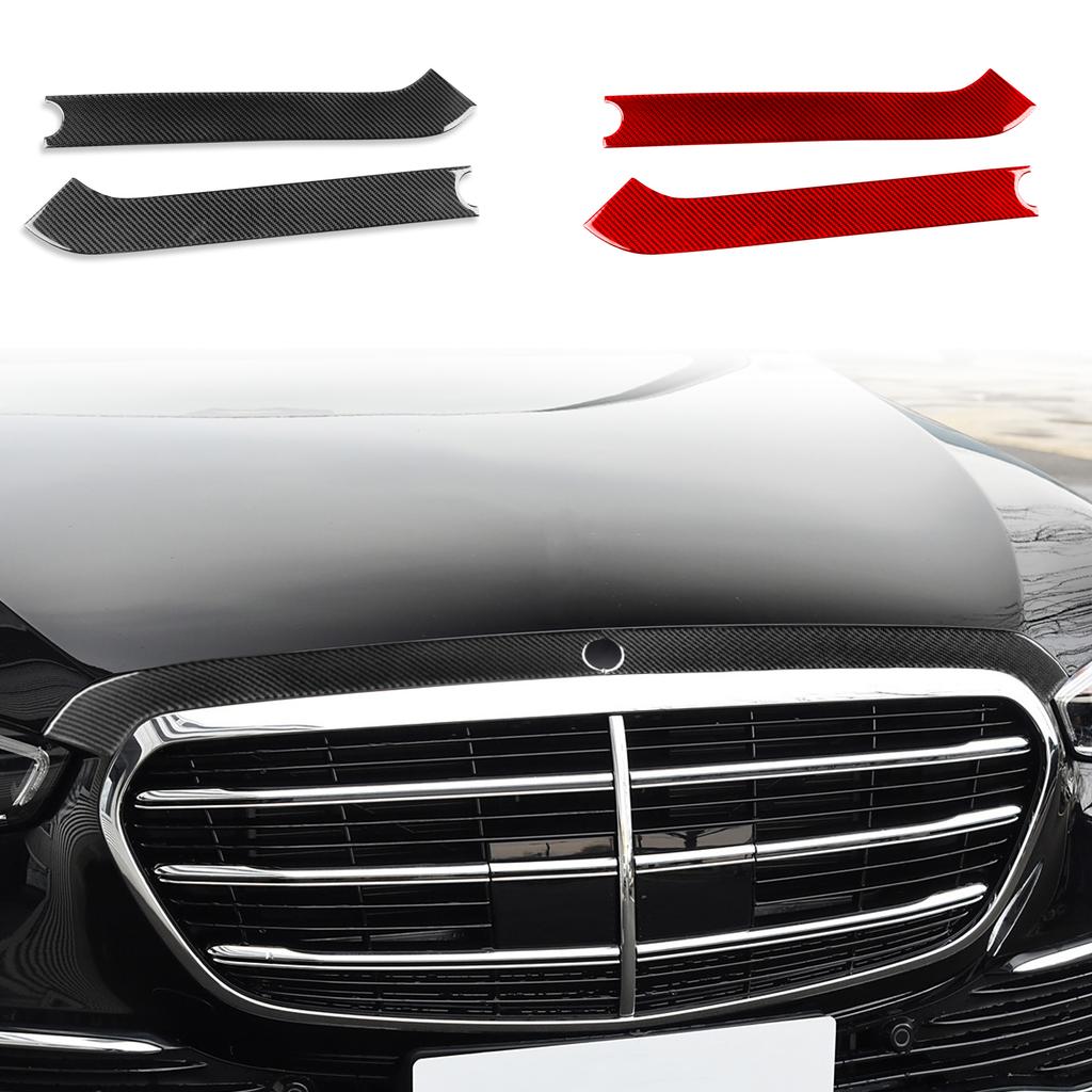 Carbon Fiber Front Center Grille Panel Strip Decal Car Accessories Exterior Cover Trim Sticker For Benz Maybach S Class W223 21+
