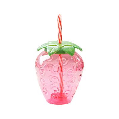 Erdbeer-Strohbecher, süßer 500 ml-Wasserbecher aus Kunststoff mit großem Fassungsvermögen für Schule, Büro und Zuhause