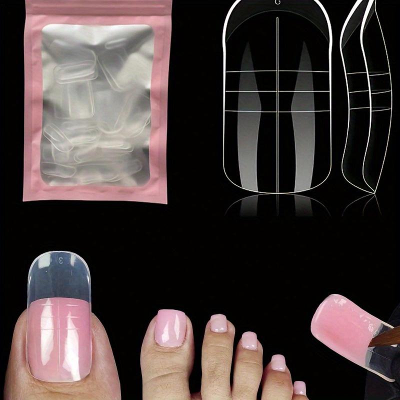 60pcs Polygel Toe Nail Extension Molds Full Cover Reusable Acrylic Nail Tips Dual Nail Forms for Toes DIY Manicure Nails Tool