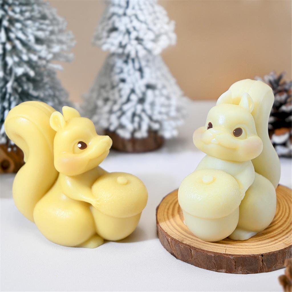 Silicone Molds Animal Candle Molds 3D Squirrel Casting Molds Baking Molds Craft Supply Plasters Molds for Candle Making