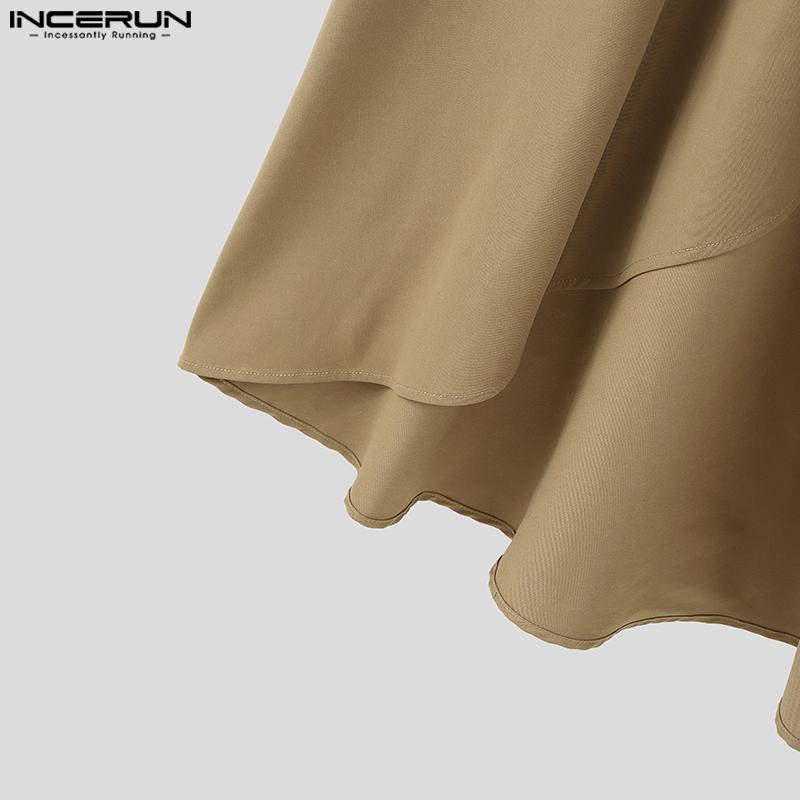 INCERUN Herren Ärmellos Knöpfe Schlitze Unregelmäßig Falten Lang Westen Oberteile