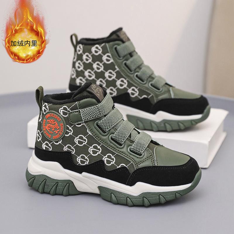 

Детская хлопковая обувь флис водонепроницаемая зимняя теплая толстая подошва уличная износостойкая обувь для снега флис две хлопковые спортивные туфли кроссовки 40 inner length about 250