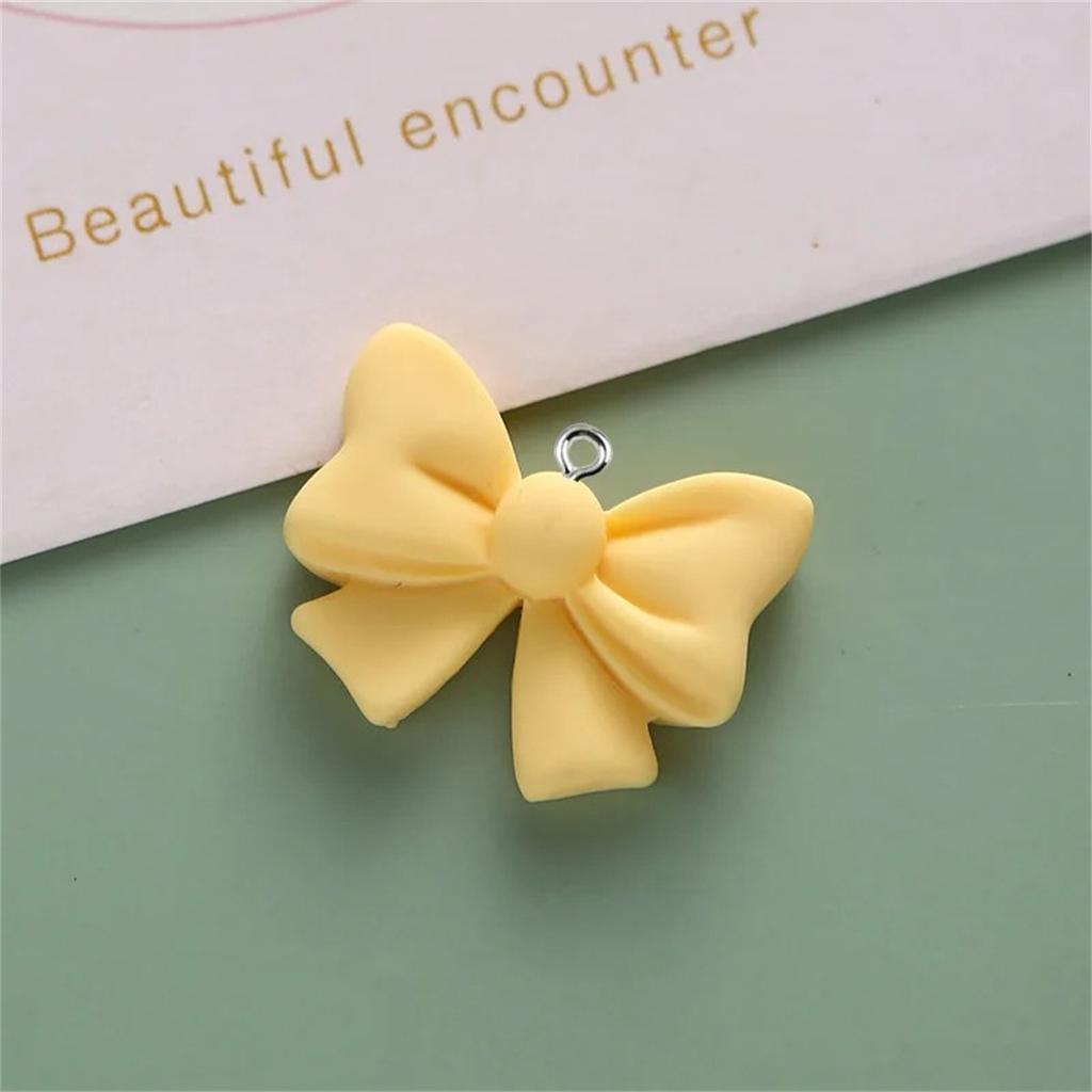 Z84 10pcs Cute Bowknot Resin Pendant Macaron Butterfly Knot Charms For Jewelry Making Accessories DIY Earrings Necklace Keychain
