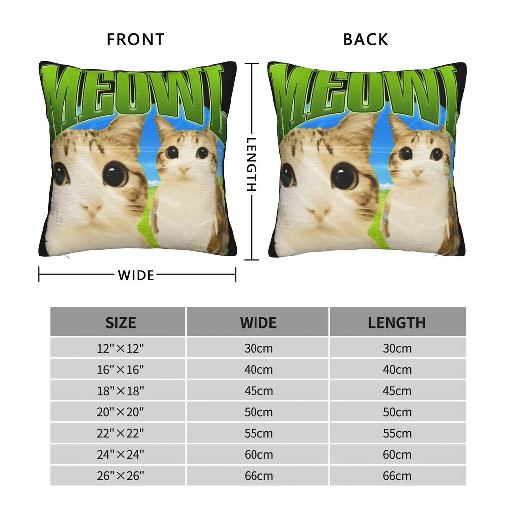Pillow Case Meowl Funny Cute Cat Owl Meme Print Pillow Cover For Sofa Couch Bed Living Room Kawaii Pillowcases