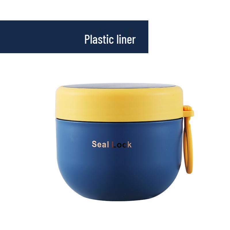 Tragbarer 304 Edelstahl Isolierter Frühstücksbecher mit Löffel - Mikrowellengeeigneter Haferflocken-, Suppen- und Milchbecher