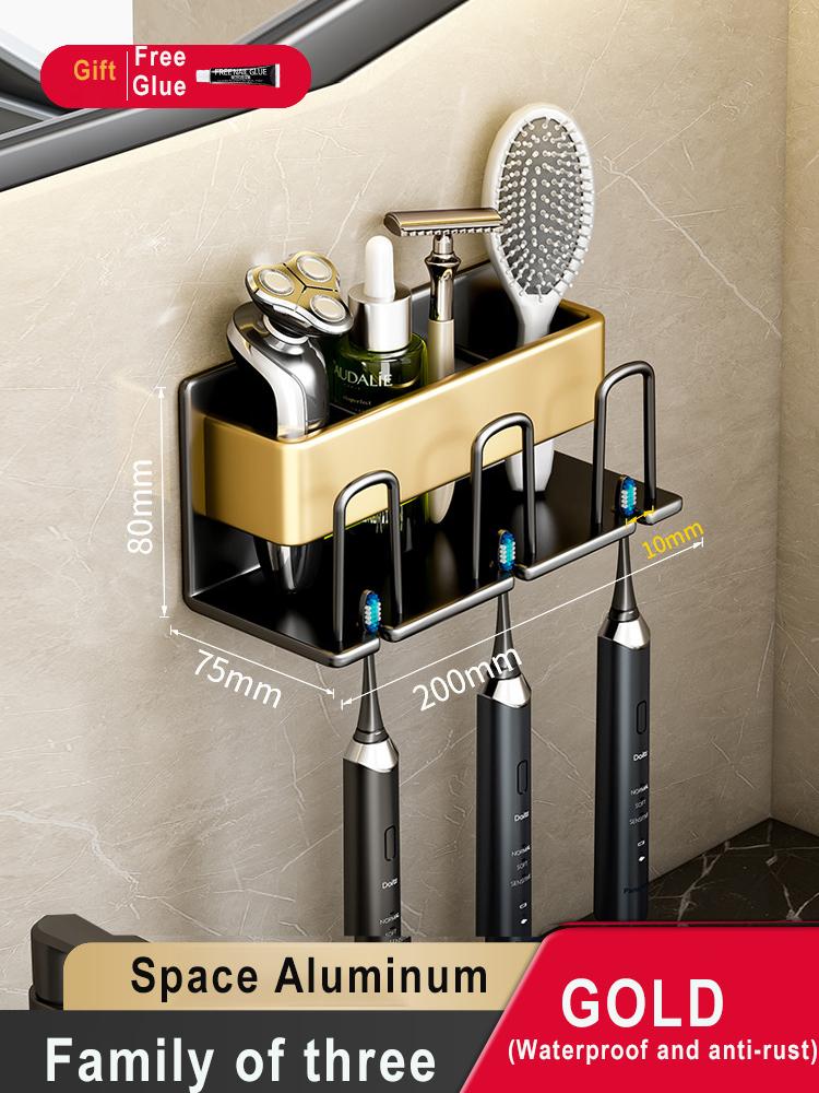 Toothbrush Holder Wall-mounted Gargle Cup Storage Electric Razor Shaver Shelf Batchroom Toiletries Organization Toothbrush Rack