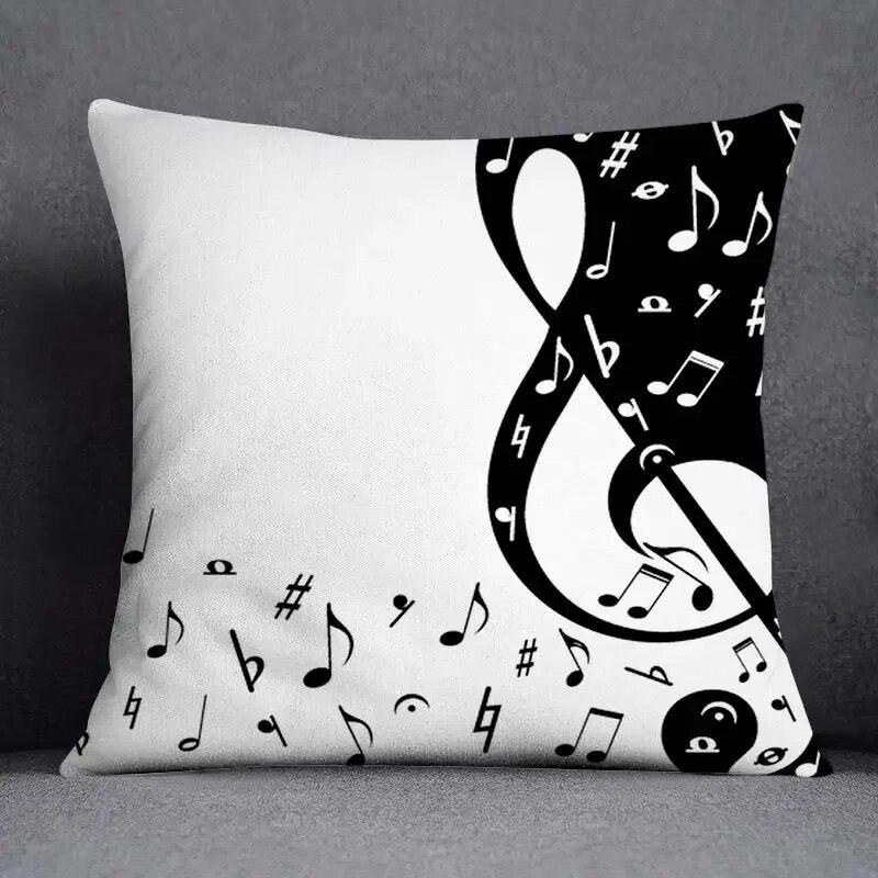 Musical Note Guitar Series Pattern Home Decoration Pillow Case Square Office Cushion Cover
