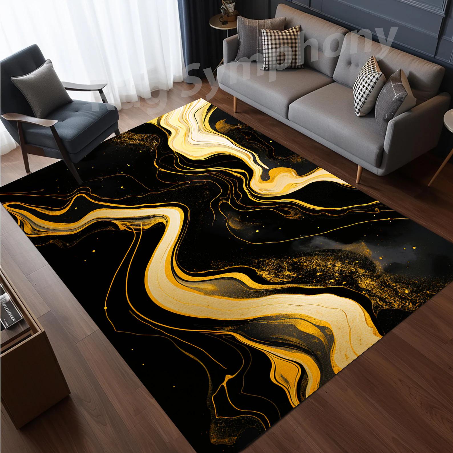 Black Marble Rug Black Marble Abstract