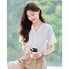 Teloroman Damen V-Ausschnitt Kurzarm Chiffonbluse