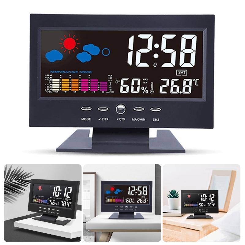 Cyfrowe higrometry termometry stacje pogodowe na ścianę ze wskaźnikiem poziomu komfortu i alertem trendu temperatury