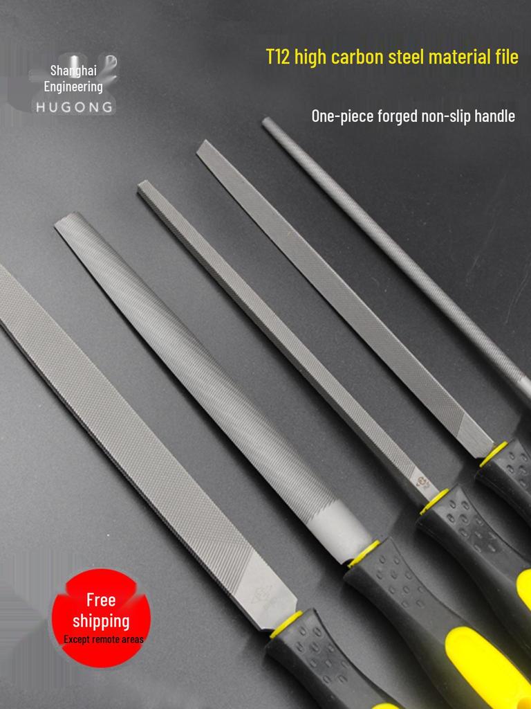 Medium Tooth Steel File Set: Flat, Round, Half-Round, Triangular, Square
