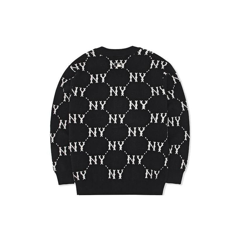 MLB Vintage Allover Logo Knit Sweater Unisex sweater Black 3AKCM0531-50BKS
