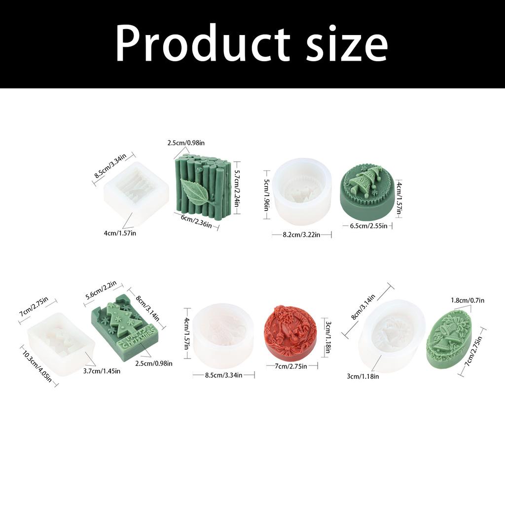 Christmas Embossed Silicone Mold Holiday Candle Silicone Mould For Epoxy Resin Handmade Craft Candle Soap Making Mould