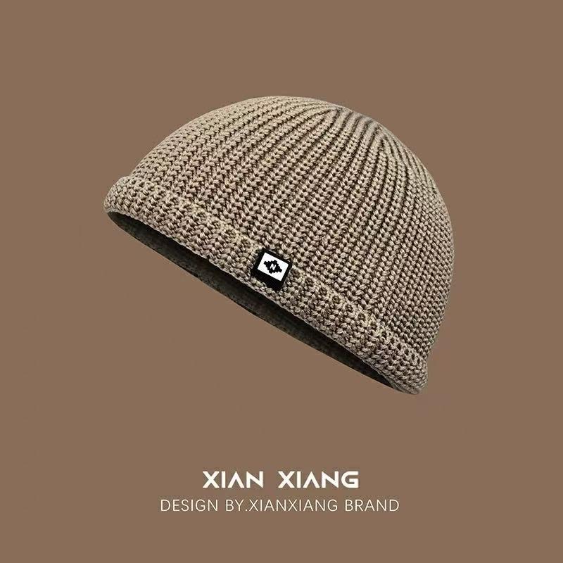 Cold hat men's autumn and winter tide warm knitted hat versatile velvet ear protector wool hat women's bag head hat