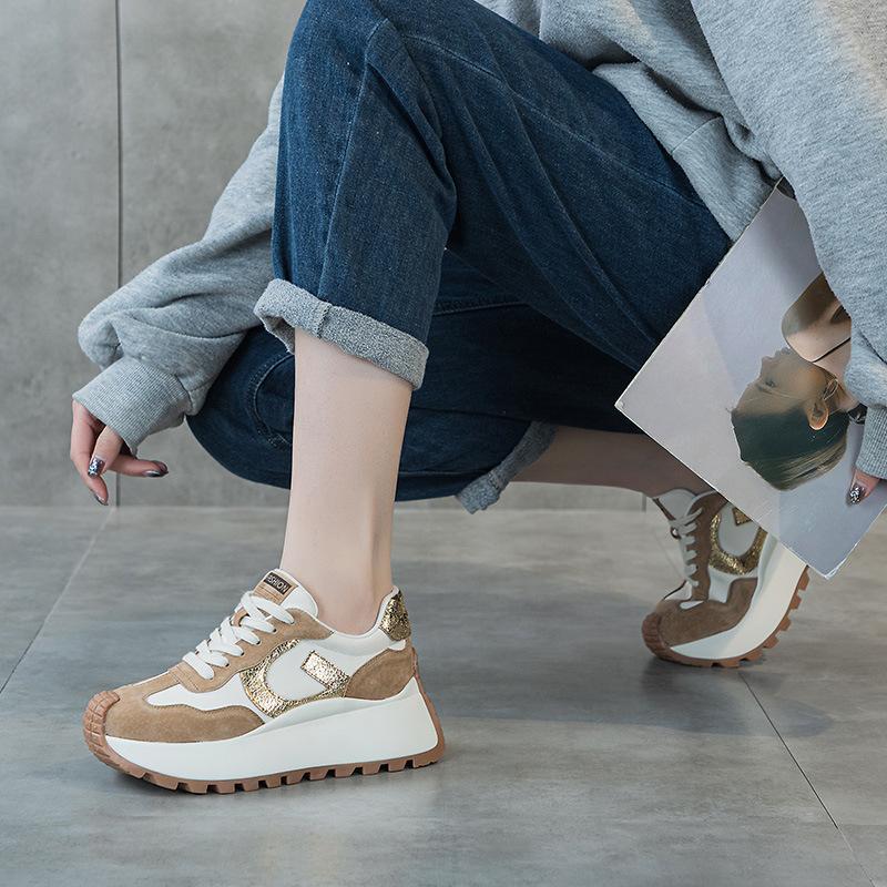 European Station Platform Forrest Gump Shoes Women's  New Breathable Inner Height Increase Sports and Leisure Shoes