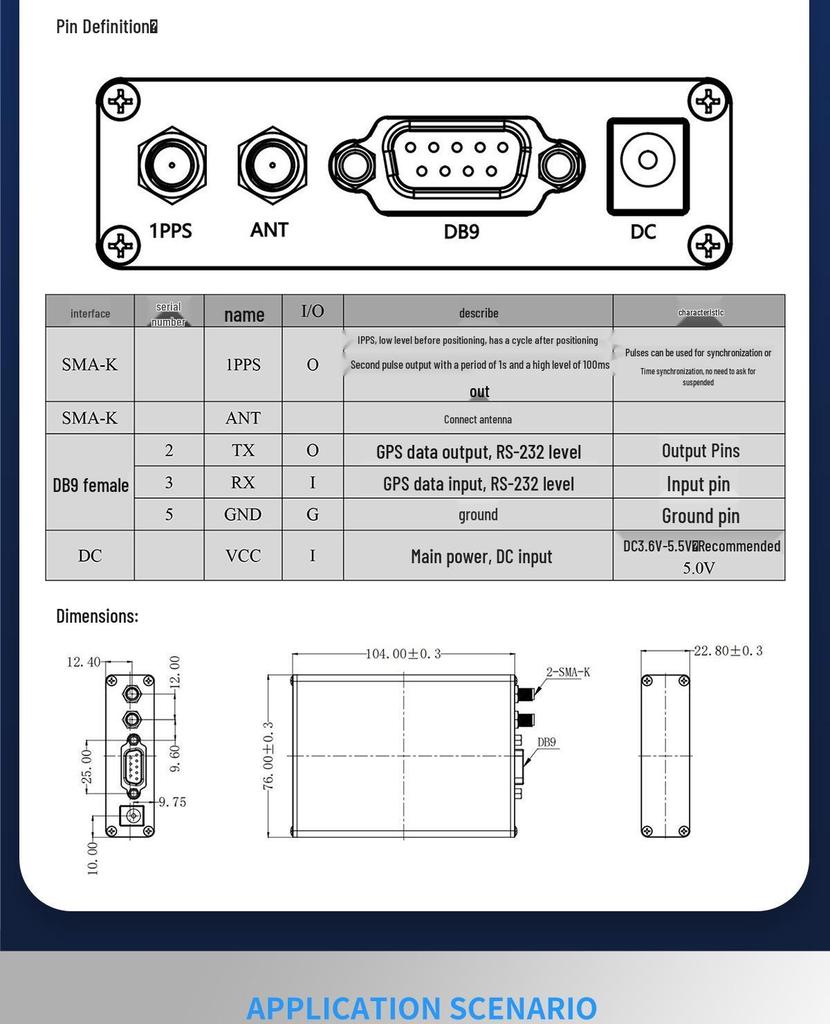 North Sky GNSS Timing Receiver with Beidou/GPS Module and 1PPS, RS-232 Port BT-M324