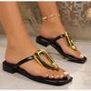 Women Slippers 2025 New Summer Beach Slippers Luxury Flats Sandals Flip Flops Metal Shoes Slides Women Zapatos De Mujer