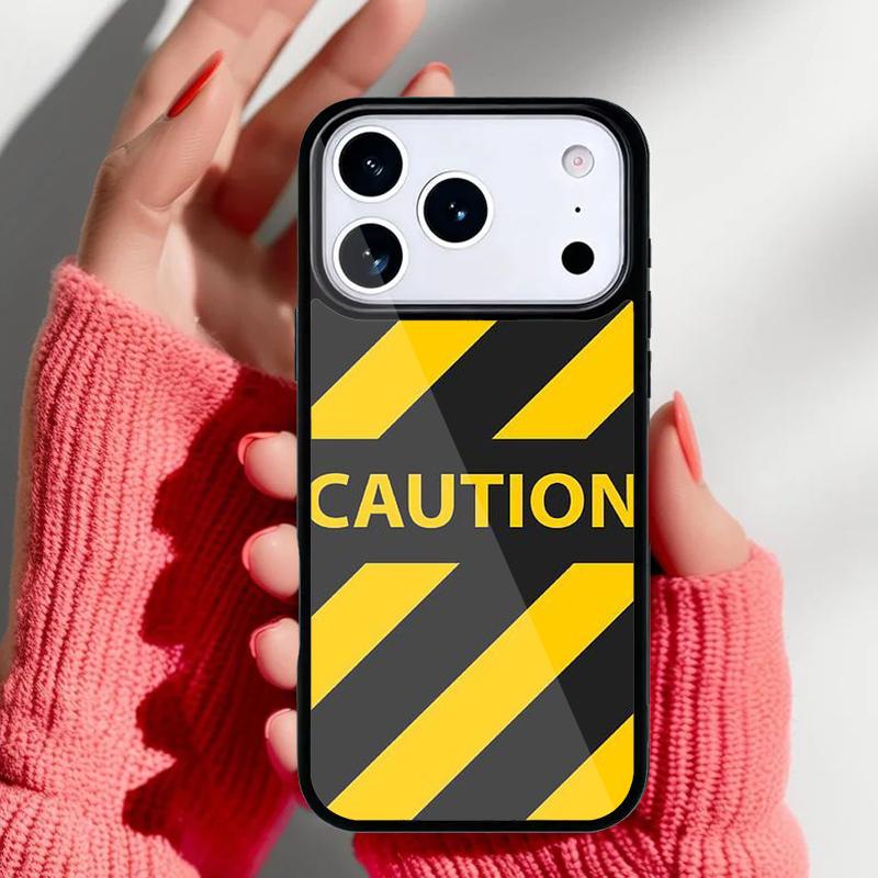 Caution Yellow Phone Case for iPhone 17 16 15 14 13 Pro Max Back Cover for 12 11 Pro Coque