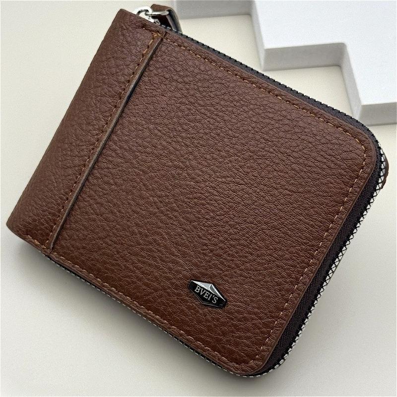 Men Zipper Wallet Bifold PU Leather Large Capacity Wallet Card Holder Coin Pocket Cash Slot Short Wallet for Men