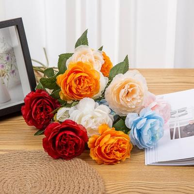 Фальшива квітка, 3 гілки, що не зів’януть, весільний букет зі штучних квітів, штучна квітка півонії, штучна рослина, весільний декор