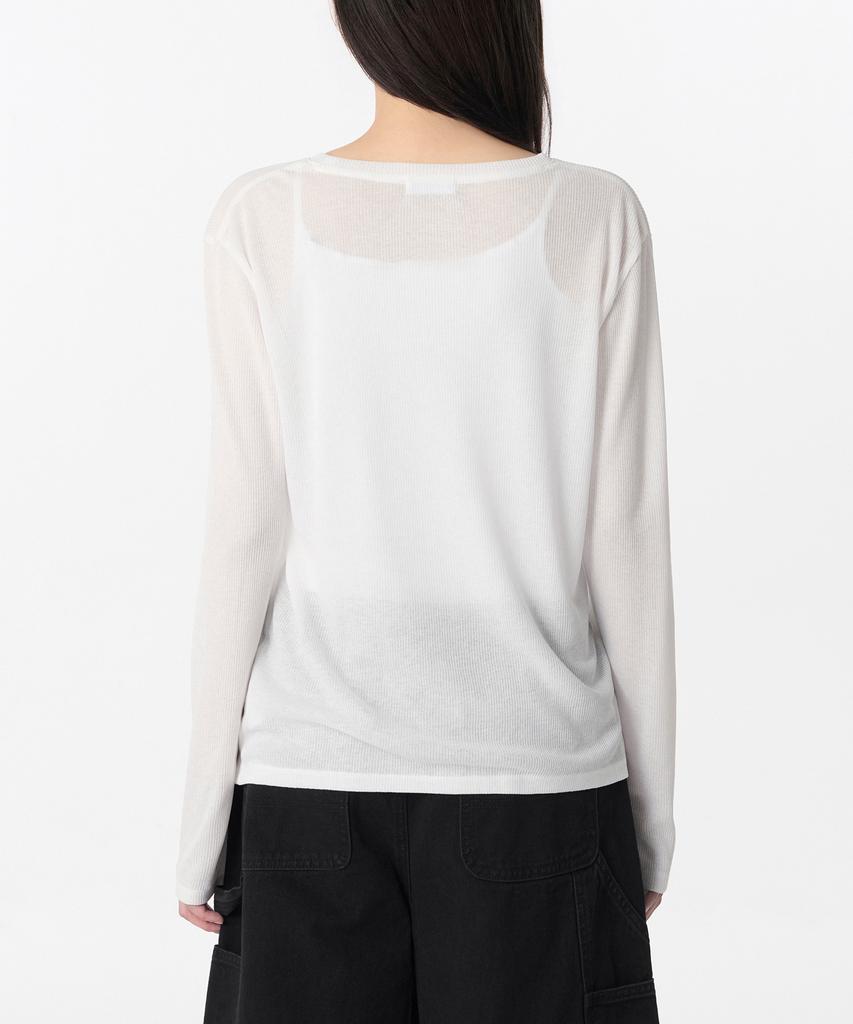 MUSINSA STANDARD WOMAN Women'S Linen-Like Long-Sleeve Knit T-Shirt [White]