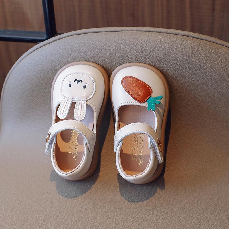 2024 New Spring Cute Bunny and Carrot Patch Children Casual Shoes for Girls Non-slip Kids Shoes Hook & Loop Breatheable Non-slip