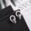 Stainless Steel Gold Silver Color Roman Numeral Zircon Stud Earrings Fashion Luxury Waterproof Earrings for Women Jewelry Gift