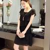 Vestito da Donna Estivo Taglio Ondulato Volant Dolce Tinta Unita Manica Corta Slim Abiti Lady Casual Versatile Vestido Girocollo Chiffon