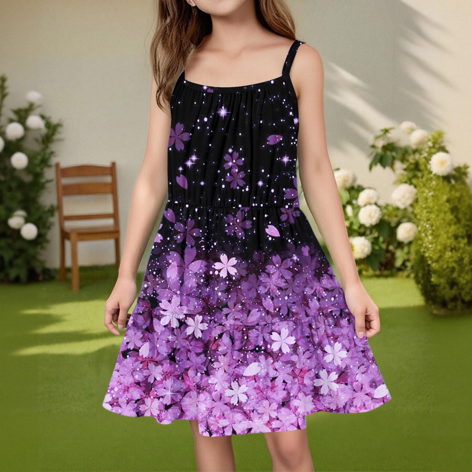 

Детское летнее повседневное модное платье без рукавов с круглым вырезом 150 фиолетовый