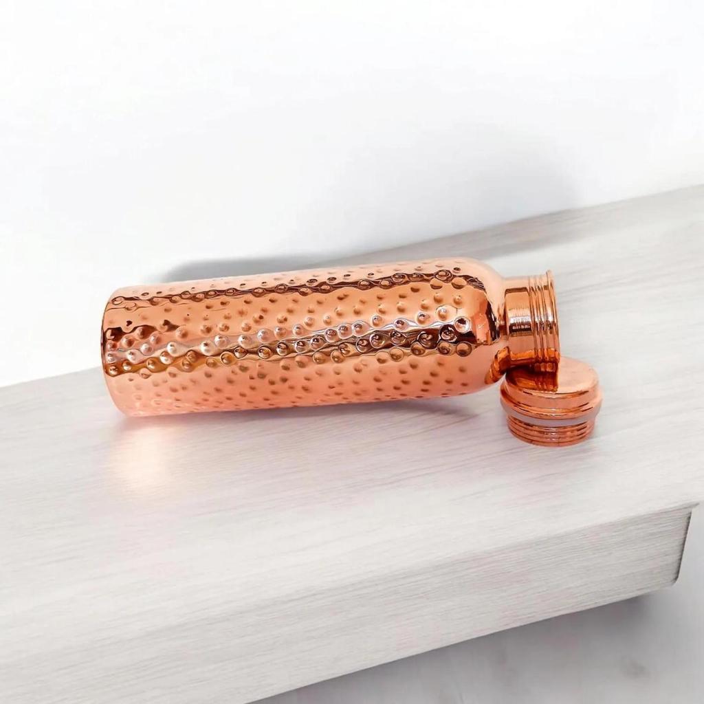 Pure Copper Bottle for Drinking Water - Indian Handmade Ayurveda and Yoga Health Benefits Water Bottle Copper Anniversary Gift - 32 Oz
