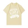 Men's 100% Cotton Crew Neck Short Sleeve T-Shirt, Never Give Up Fist Lightning Motivational Print Casual Breathable Summer Tee for Daily Wear