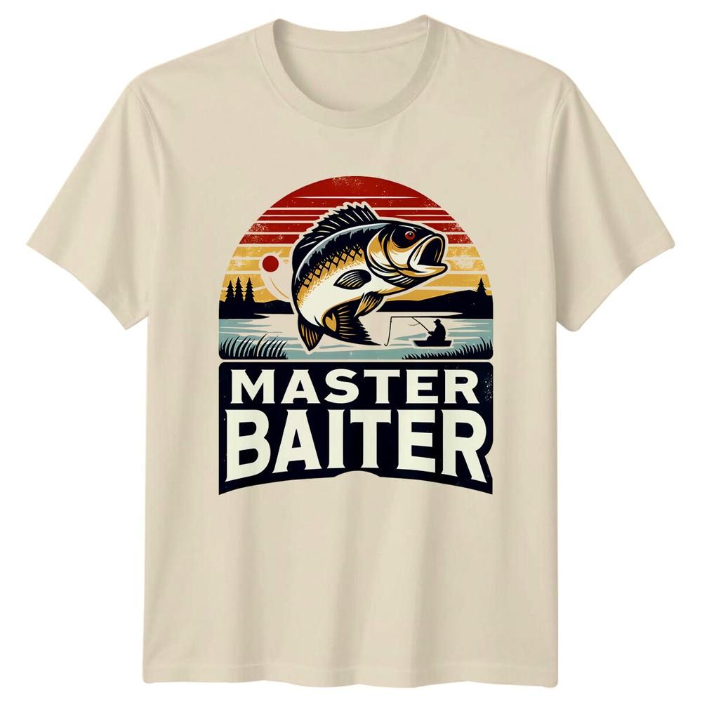 

Мастер Бейтер Забавная Рыбалка Большеротый Окунь Ретро Графическая Футболка L