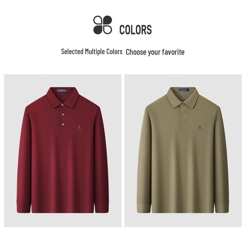 MONTAGUT Men's 5A Antibacterial Long Sleeve Pique Polo Shirt