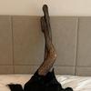 Retro Leopard Print Jacquard Pantyhose - Women's Sexy Slimming Mesh Silk Stockings in Black