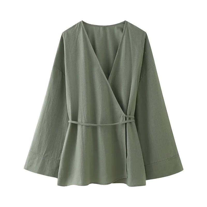 

Кимоно женские летние блузки с длинным рукавом для женщин винтажный топ с завязками свободные элегантные и молодежные женские блузки XS