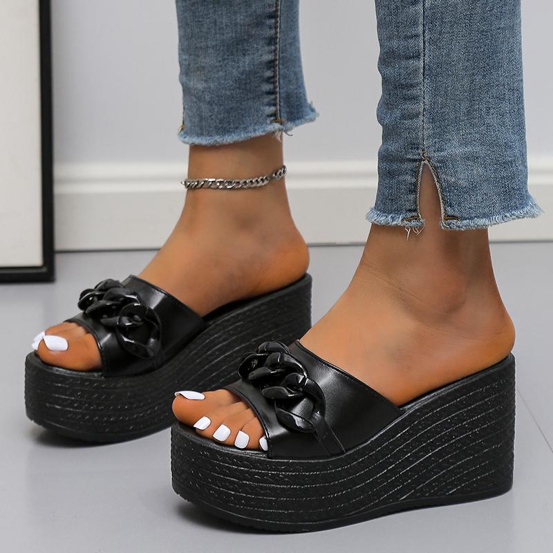 Fashion Metal Chain Sandals Platform Sandals Shoes Women Summer Sandals Beach Shoes Female Casual Shoes 2024 Women's Sandals