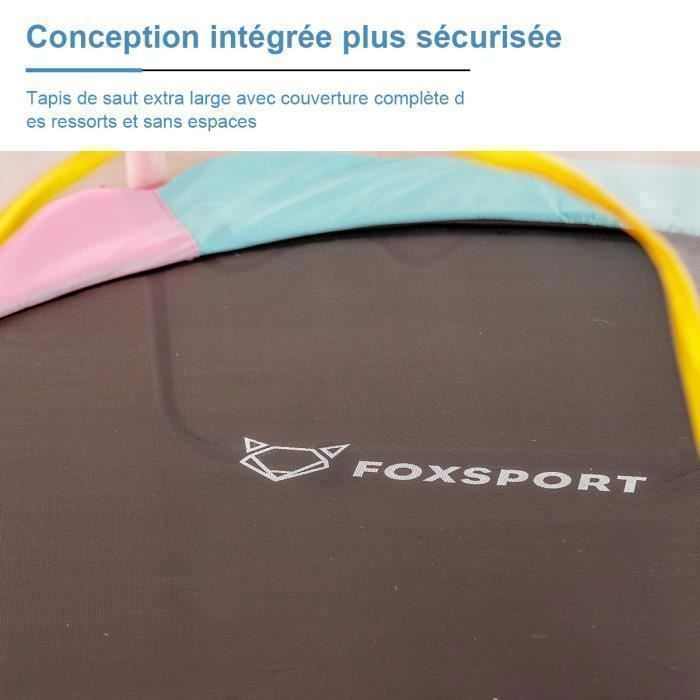 FOXSPORT Children's Trampoline, 150×150×110cm, Equipped with a Basket and Plastic Balls, Bouncing Cushion – Load 100 kg-Pink
