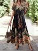Spring/Summer Ethnic Style Floral V-Neck Casual Dress for Women