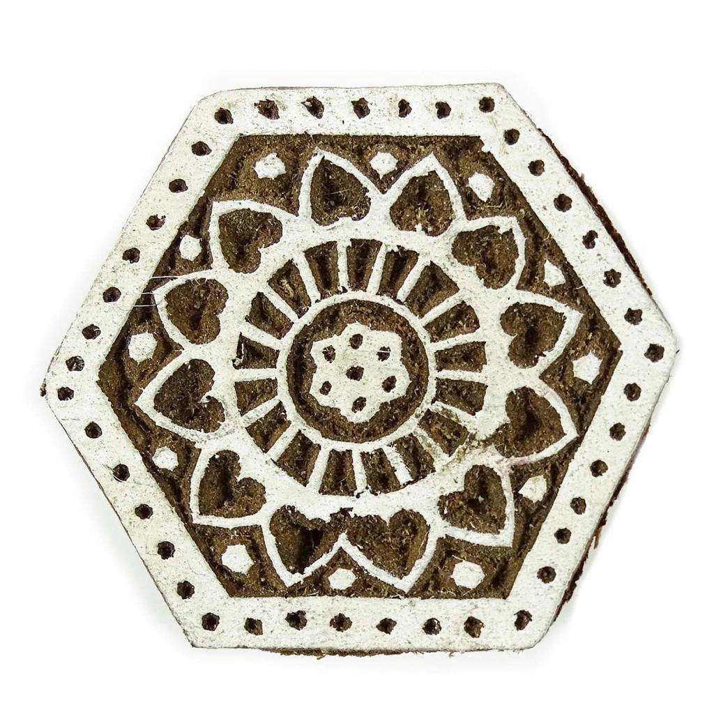 Textile Printing Block Wooden Floral Block Stamp Hand Carved Stamp Block