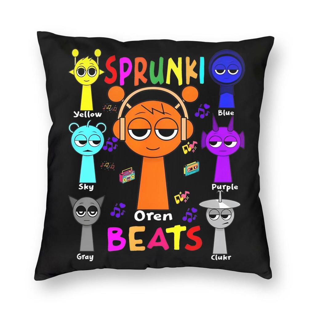 Sprunki Jevin Grappige Game Kussensloop Bedrukte Polyester Kussenhoes Decoratie Sierkussenhoes Hoes Woonkamer Vierkant