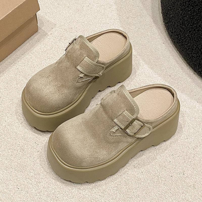 Moda 8CM Pelle Scamosciata Casual Donna Piattaforma Zeppa Basse Pantofole Ciabatte Zoccoli Nuova Estate Pantofola Traspirante Alta Marca Scarpe