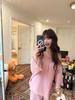 Women's Cotton Pajama Set - Solid Color, Long Sleeve, Long Pants, Casual Relaxed Fit for Spring/Summer.